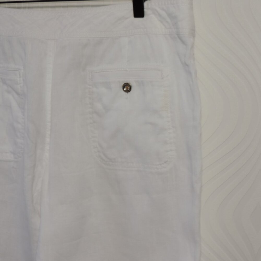 Lilly Pulitzer Beach Pants Sz 12 White Linen Wide Leg Pull On Drawstring Pockets - Picture 9 of 14